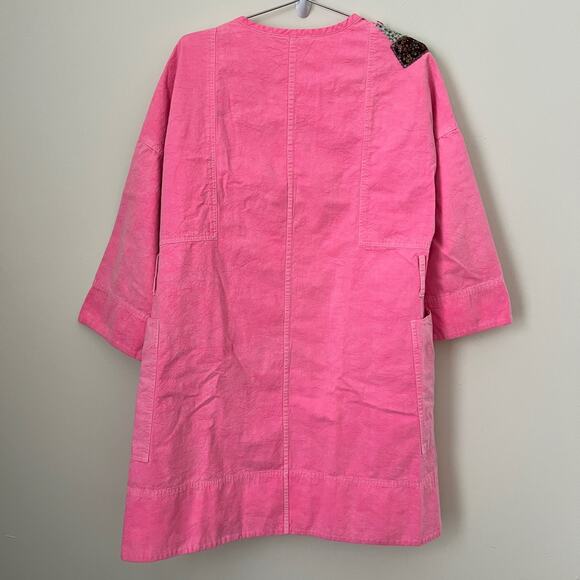 APIECE APART Hot Pink Patchwork Cotton Canvas Open Cardigan Jacket Size M / L - Picture 2 of 15